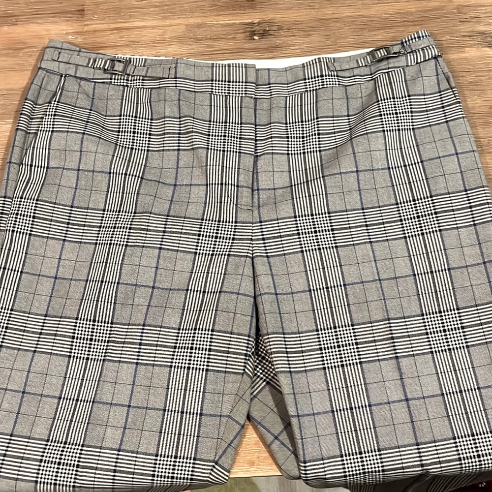 Plaid office trouser, straight leg